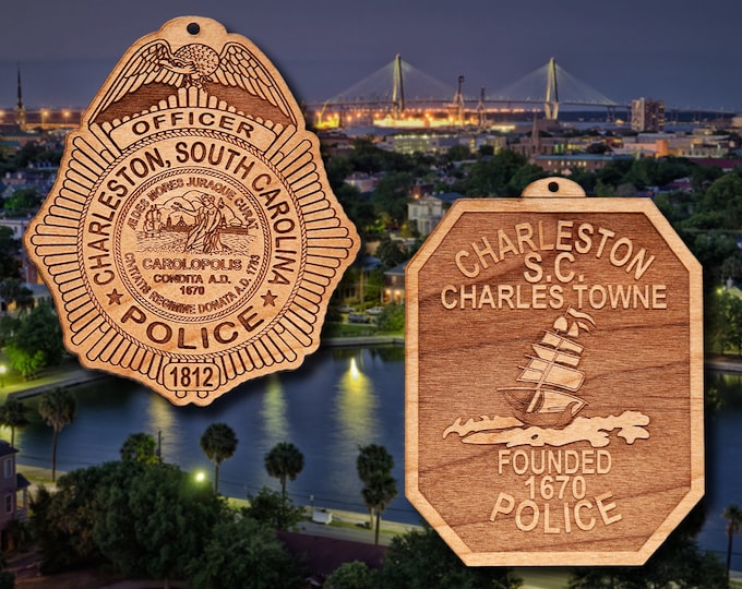 Wooden Charleston SC Police Badge or Patch Ornament