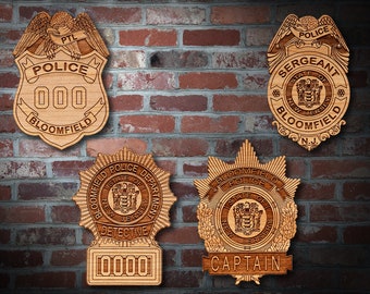Wooden Bloomfield NJ Police Badge