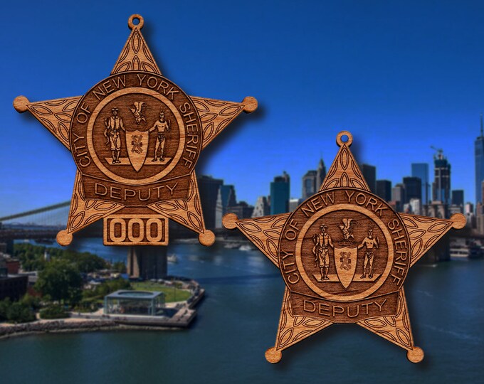 Wooden NYC Sheriff Badge or Patch Ornament
