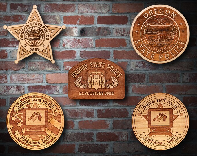 Personalized Wooden Oregon State Police Badge or Patch Plaque