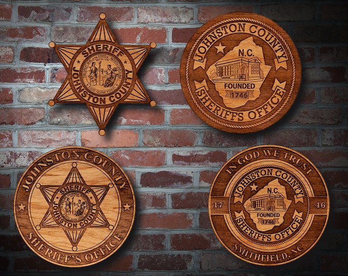 Wooden Johnston Co NC Sheriff Badge or Patch Plaque