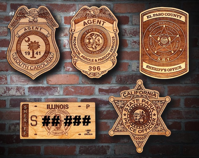 Wooden Miscellaneous Police Badge or Patch Plaque #116