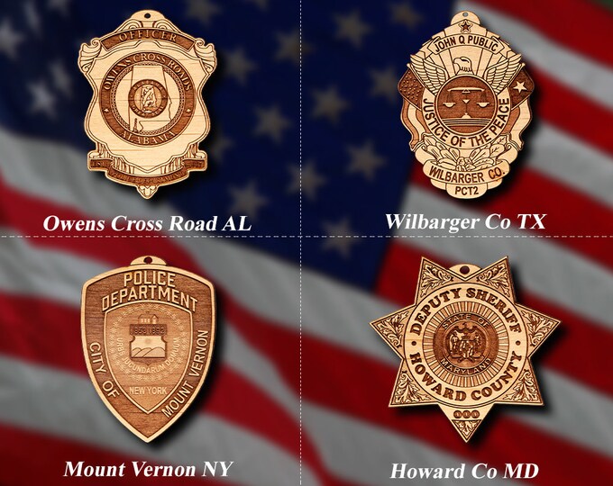 Misc. Wooden Police Badge or Patch Ornament #65