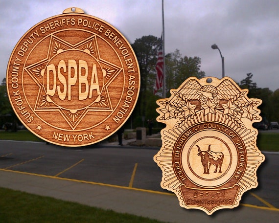 Personalized Wooden Suffolk Co Police Shield or Shoulder Patch