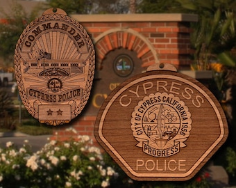 Wooden Cypress CA PD  Badge or Patch Ornament