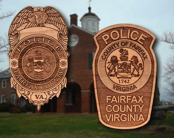 Wooden Fairfax Co VA Police Badge or Patch Ornament