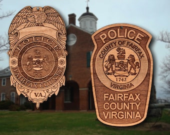 Wooden Fairfax Co VA Police Badge or Patch Ornament