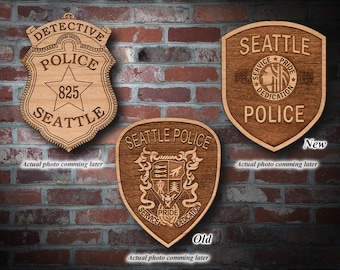 Wooden Seattle Badge or Patch Plaque