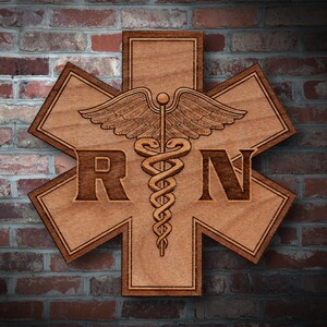 Wooden RN Emblem Plaque