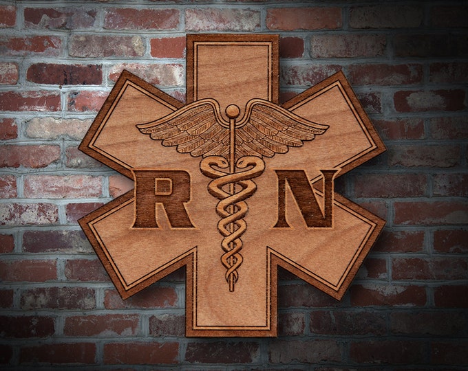 Wooden RN Emblem Plaque