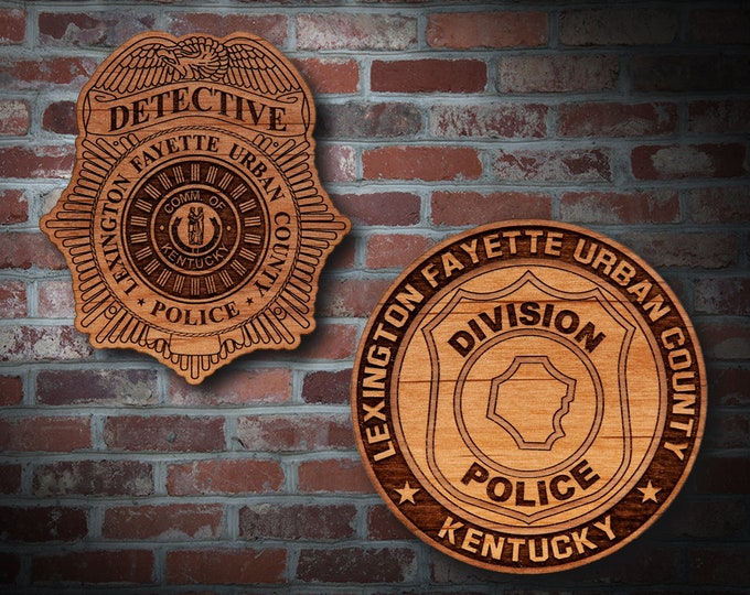 Wooden Lexington Fayette Urban Co PD Badge or Patch Plaque