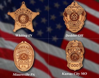 Misc. Wooden Police Badge or Patch Ornament #91