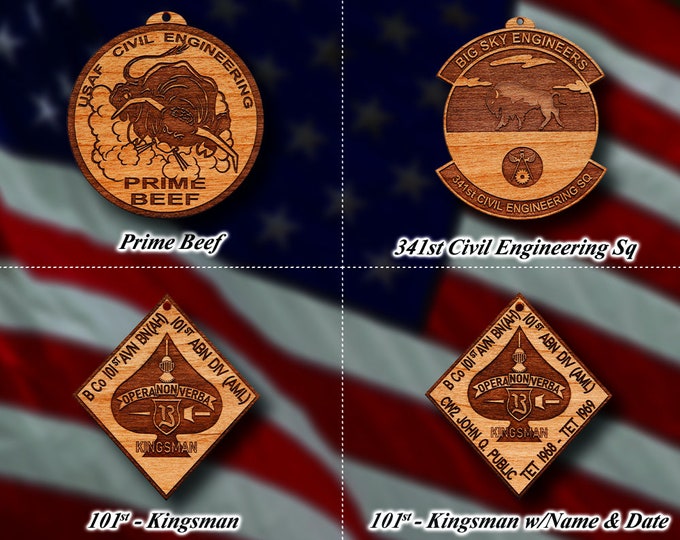 Wooden Misc. Military Patch Ornament 9