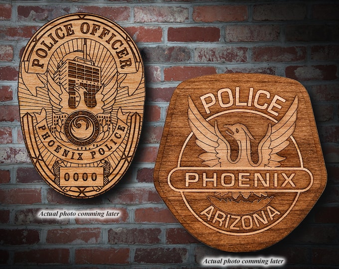 Personalized Wooden Phoenix Police Badge or Patch Plaque