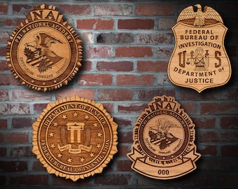 Wooden FBI Badge or Emblem Plaque