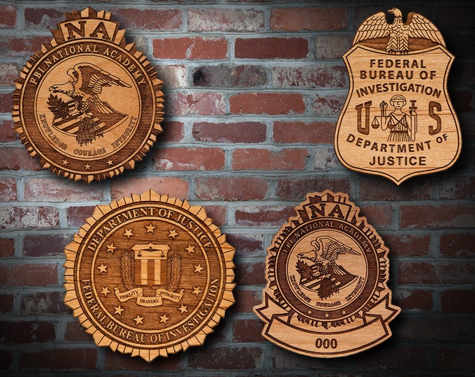 Wooden FBI Badge or Emblem Plaque