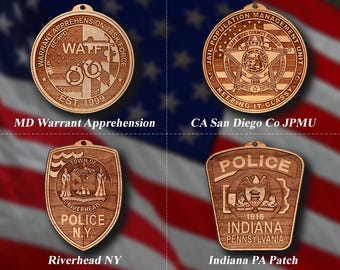 Wooden Miscellaneous Police Badge or Patch Ornaments #114