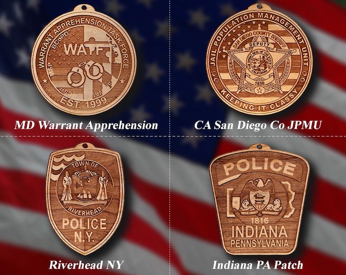 Wooden Miscellaneous Police Badge or Patch Ornaments #114