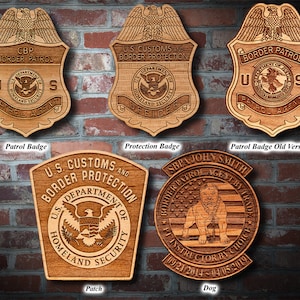 Personalized Wooden CBP Border Patrol Badge or Patch Plaque