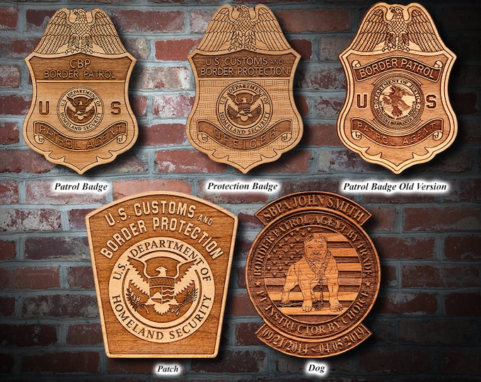 Personalized Wooden CBP Border Patrol Badge or Patch Plaque