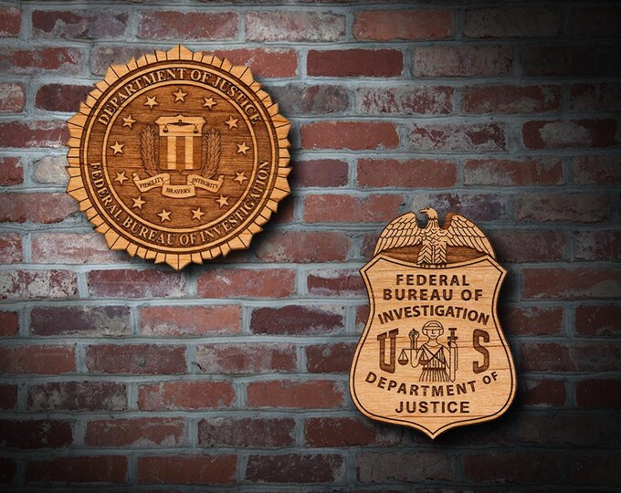 Wooden FBI Badge or Emblem Plaque
