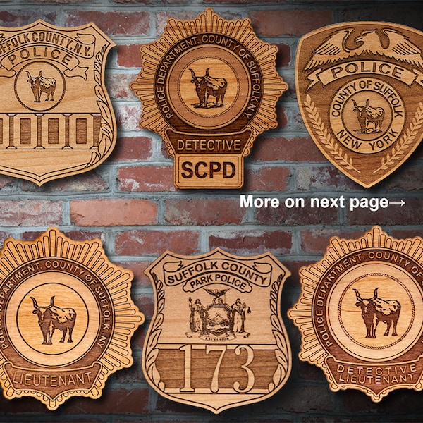 Personalized Wooden Suffolk Co. Police Shield or Patch Plaque