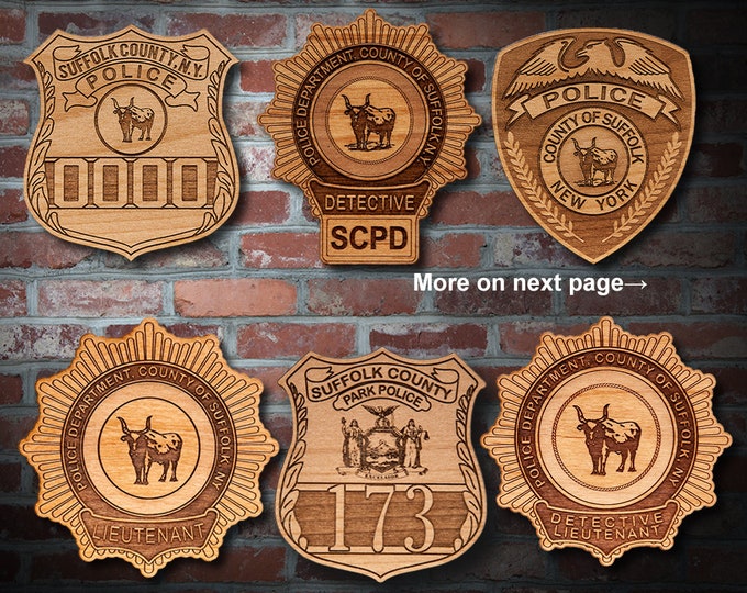 Personalized Wooden Suffolk Co. Police Shield or Patch Plaque