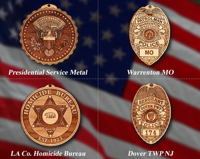 Misc. Wooden Police Badge or Patch Ornament #85