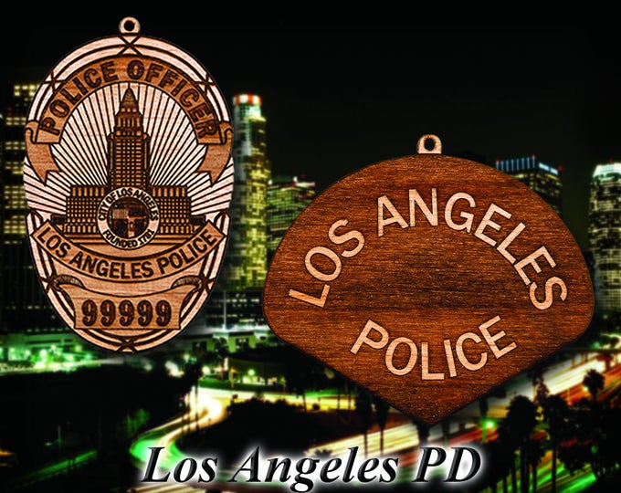Personalized Wooden LAPD Badge or Shoulder Patch Hanging Ornament