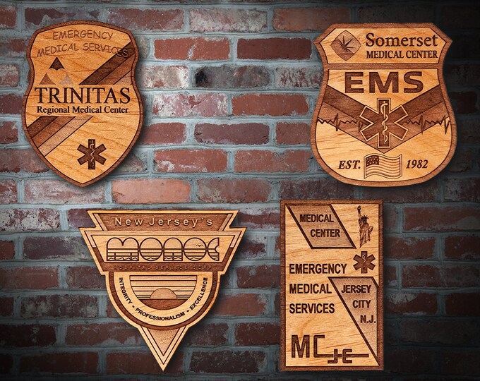 Misc. Wooden EMS FD Badge or Patch Plaque #13