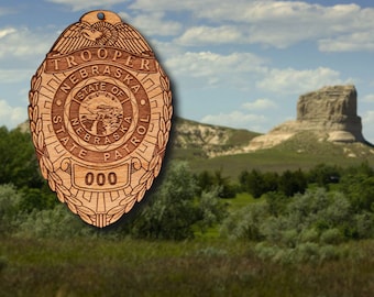 Wooden Nebraska State Police Ornament
