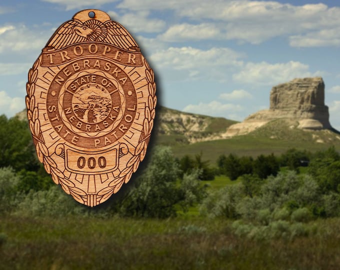 Wooden Nebraska State Police Ornament