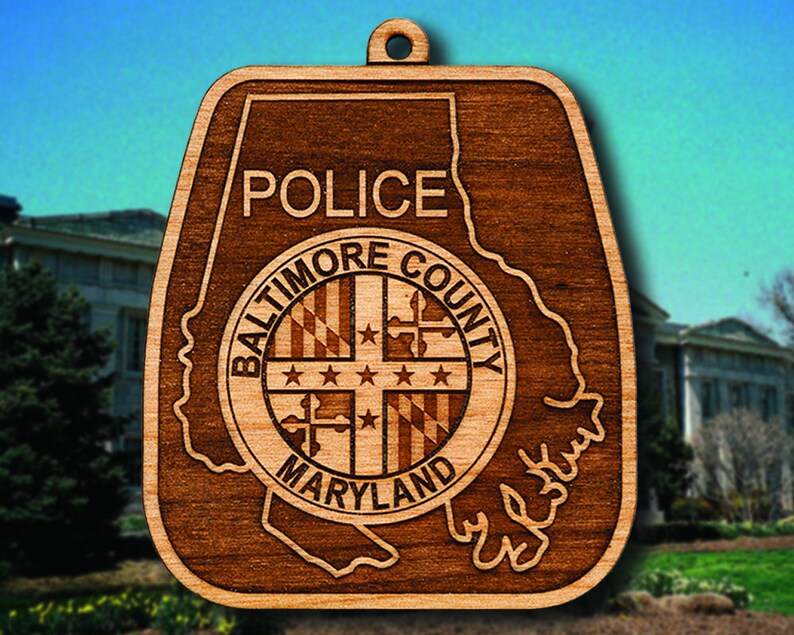 Wooden Baltimore County Police Badge or Shoulder Patch Hanging Ornament Shoulder Patch