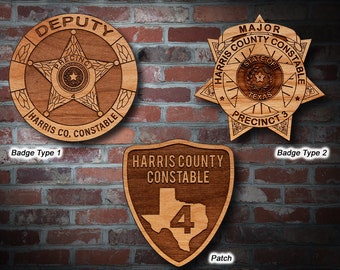 Wooden Harris Co. TX Constable Badge or Patch Plaque