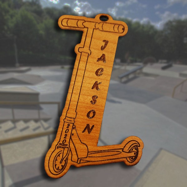 Personalized Wooden Scooter Christmas Ornament