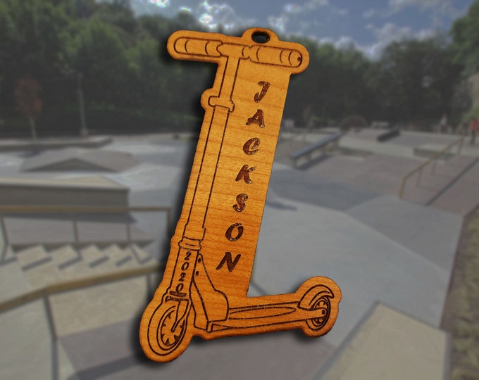 Personalized Wooden Scooter Christmas Ornament