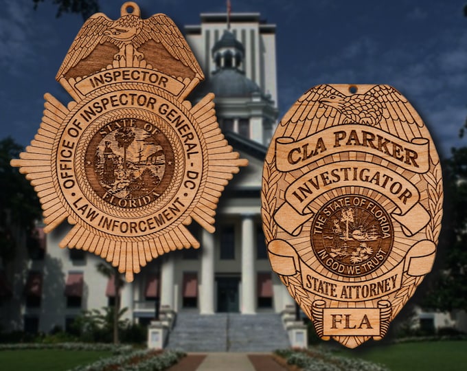 Wooden Florida Government Badge Ornaments