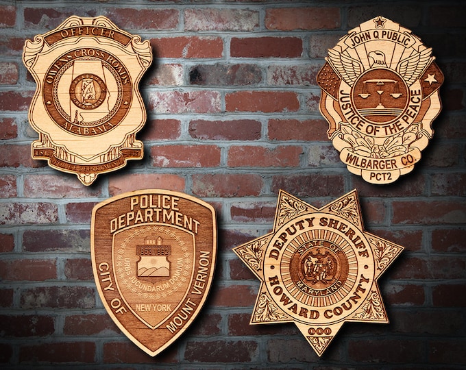 Wooden Miscellaneous Police Badge or Patch Plaque #65
