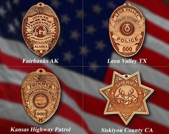 Misc. Wooden Police Badge or Patch Ornament #94