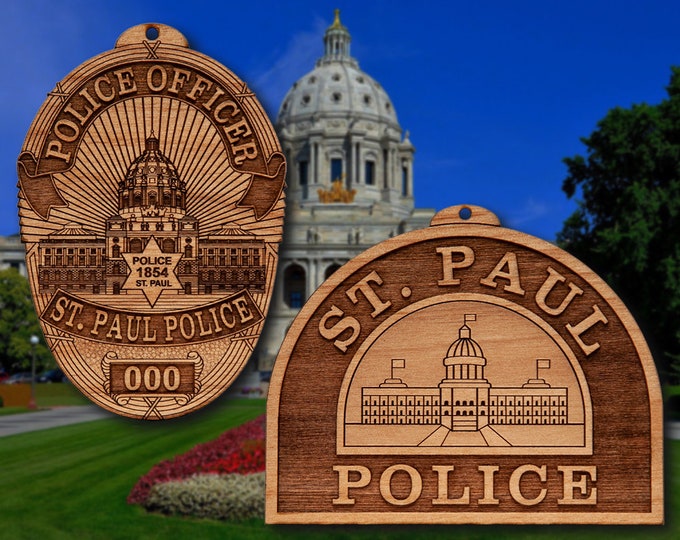 Wooden St Paul MN Badge or Patch Ornament