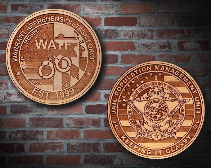 Wooden Miscellaneous Police Badge or Patch Plaque #114