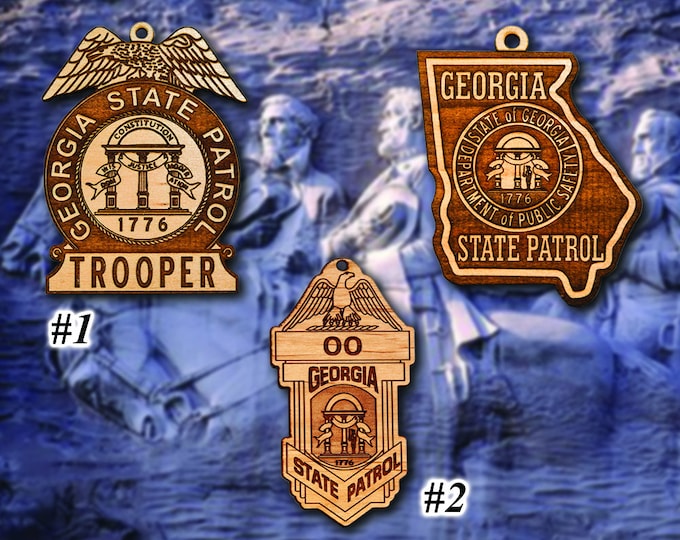 Personalized Wooden Georgia State Police Badge or Shoulder Patch Hanging Ornament