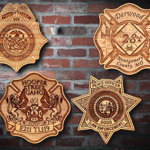 Misc. Wooden EMS FD Badge or Patch Plaque #26