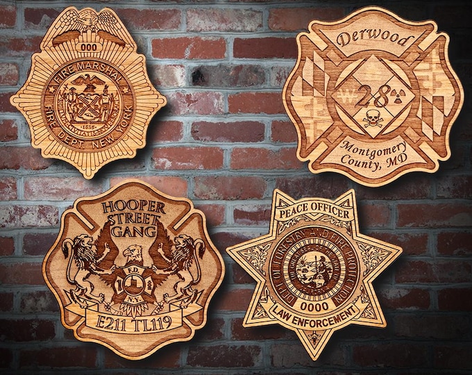 Misc. Wooden EMS FD Badge or Patch Plaque #26