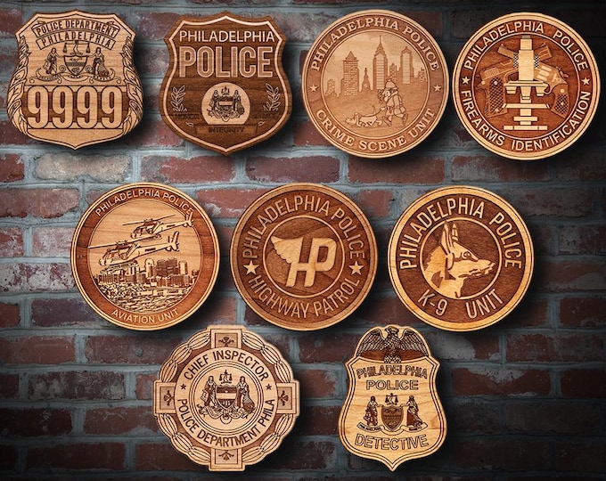Wooden Philadelphia Badge or Patch Plaque