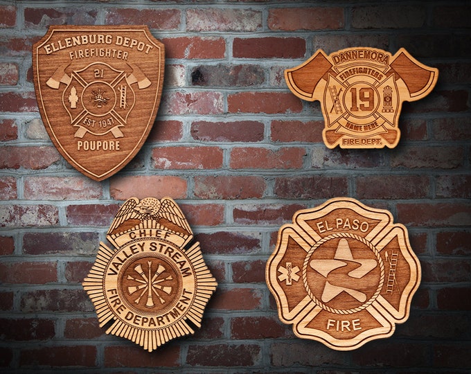 Misc. Wooden EMS FD Badge or Patch Plaque #5