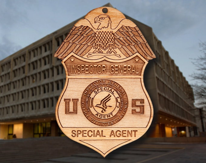 Wooden Dept of Health & Human Services Ornament