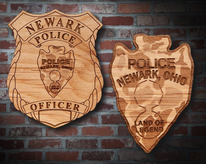 Wooden Newark OH Police Badge or Patch Plaque