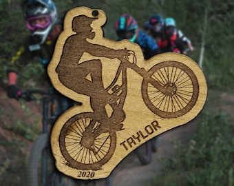 Wooden Mountain Biking Ornament