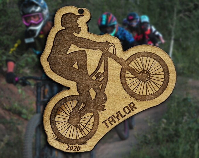 Wooden Mountain Biking Ornament